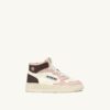ZAPATILLAS MEDALIST PARA NIÑOS DE MEDIANA CINTURA EN PIEL BLANCA, MARRÓN Y ROSA ZAPATILLAS MEDALIST PARA NIÑOS DE MEDIANA CINTURA EN PIEL BLANCA, MARRÓN Y ROSA