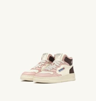 ZAPATILLAS MEDALIST PARA NIÑOS DE MEDIANA CINTURA EN PIEL BLANCA, MARRÓN Y ROSA ZAPATILLAS MEDALIST PARA NIÑOS DE MEDIANA CINTURA EN PIEL BLANCA, MARRÓN Y ROSA