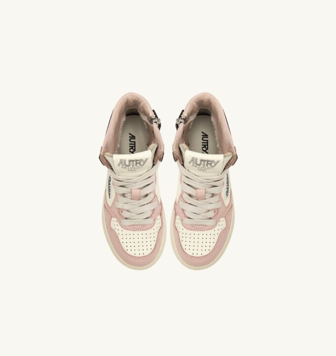 ZAPATILLAS MEDALIST PARA NIÑOS DE MEDIANA CINTURA EN PIEL BLANCA, MARRÓN Y ROSA ZAPATILLAS MEDALIST PARA NIÑOS DE MEDIANA CINTURA EN PIEL BLANCA, MARRÓN Y ROSA