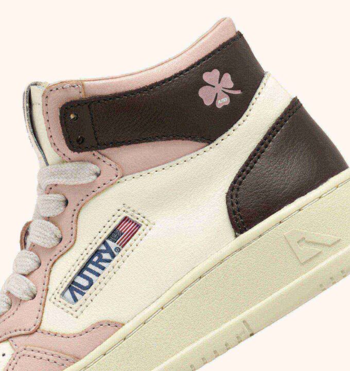 ZAPATILLAS MEDALIST PARA NIÑOS DE MEDIANA CINTURA EN PIEL BLANCA, MARRÓN Y ROSA ZAPATILLAS MEDALIST PARA NIÑOS DE MEDIANA CINTURA EN PIEL BLANCA, MARRÓN Y ROSA