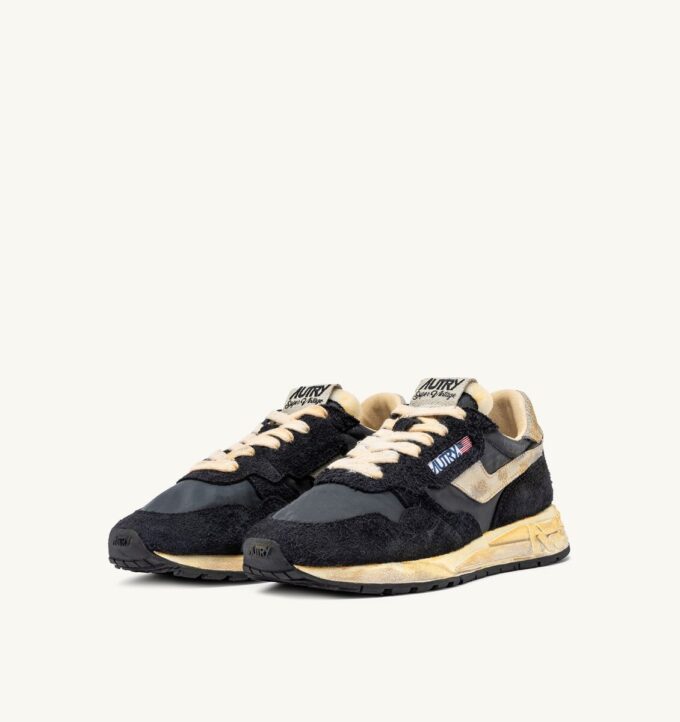 ZAPATILLAS REELWIND SUPER VINTAGE DE NYLON Y ANTE NEGROS ZAPATILLAS REELWIND SUPER VINTAGE DE NYLON Y ANTE NEGROS