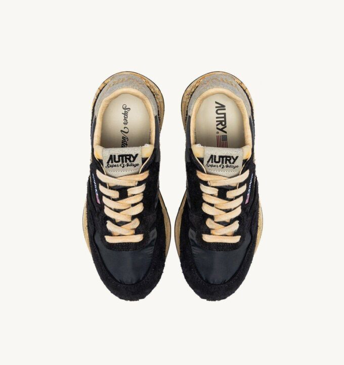 ZAPATILLAS REELWIND SUPER VINTAGE DE NYLON Y ANTE NEGROS ZAPATILLAS REELWIND SUPER VINTAGE DE NYLON Y ANTE NEGROS