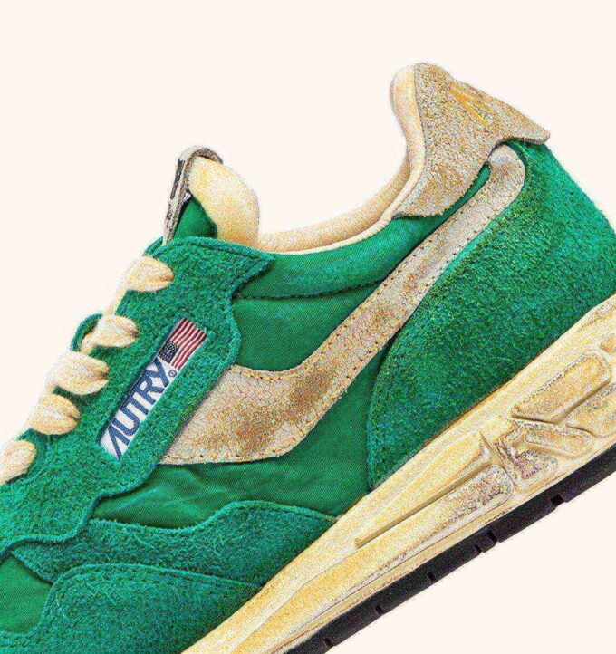 ZAPATILLAS REELWIND SUPER VINTAGE DE NYLON Y ANTE VERDES ZAPATILLAS REELWIND SUPER VINTAGE DE NYLON Y ANTE VERDES