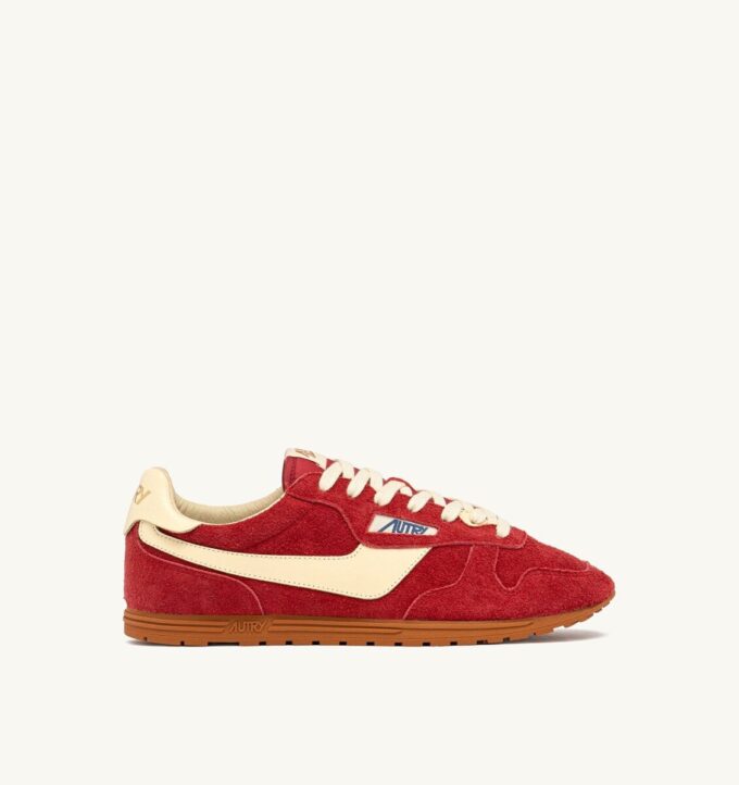 ZAPATILLAS WINDSPIN EN ANTE Y CUERO COLOR ROJO IMPERIAL Y COLINABO